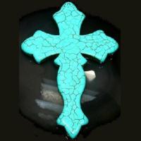 Cx 3153a croix chretienne crucifix 60x78mm blue turquoise pendant achat vente