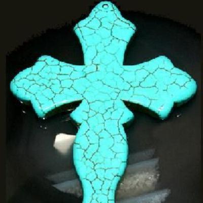 Cx 3153a croix chretienne crucifix 60x78mm blue turquoise pendant achat vente