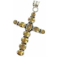 Cx 3158b croix 60mm chretienne crucifix 35x45mm citrine doree pendant pendentif achat vente