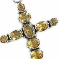 Cx 3158c croix 60mm chretienne crucifix 35x45mm citrine doree pendant pendentif achat vente