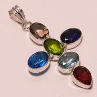 Cx 3162a pendentif argent 925 topaze quartz apatite amethyste peridot grenat