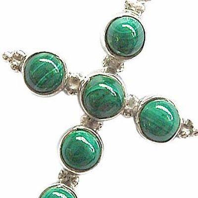 Cx 3170c croix malachite verte crucifix chretienne 8gr 50mm argent 925