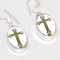 Cx 3179c boucles oreilles croix chretienne argent emaille crucifix achat vente bijou religieux