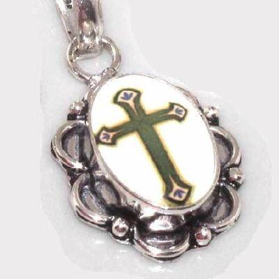 Cx 3181c pendentif croix chretienne argent emaille crucifix achat vente bijou religieux