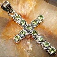 Cx 3182b croix crucifix chretienne peridot 60mm 30x45mm bijou argent 925