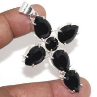 Cx 3205a croix pendentif crucufix onyx noir 10gr 40x50mm gothique vempire bijoux achat vente