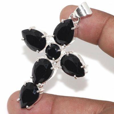 Cx 3205b croix pendentif crucufix onyx noir 10gr 40x50mm gothique vempire bijoux achat vente
