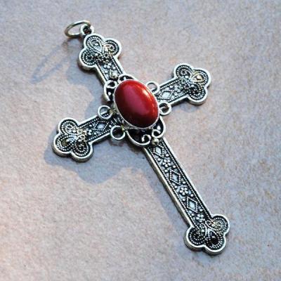 Cx 3206a pendentif croix chretienne corail crucifix achat vente bijou argent 925