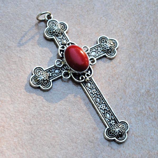 Cx 3206b pendentif croix chretienne corail crucifix achat vente bijou argent 925