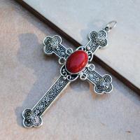 Cx 3206d pendentif croix chretienne corail crucifix achat vente bijou argent 925