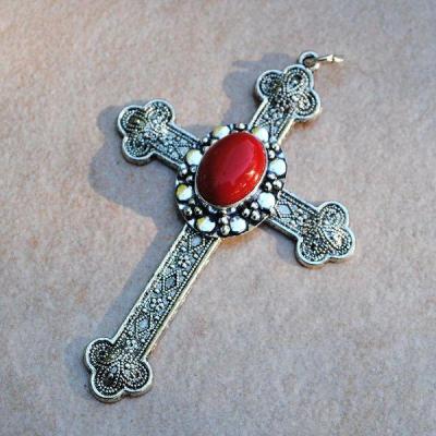 Cx 3207a pendentif croix chretienne corail crucifix achat vente bijou argent 925