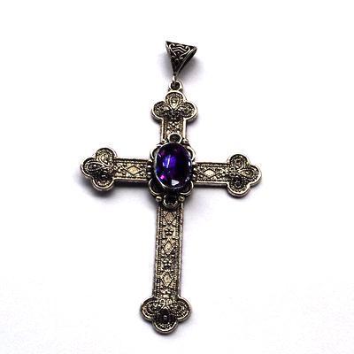 Cx 3209a pendentif croix chretienne amethyste crucifix achat vente bijou argent 925