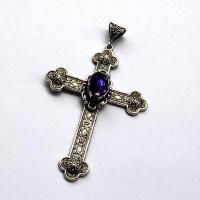 Cx 3209b pendentif croix chretienne amethyste crucifix achat vente bijou argent 925