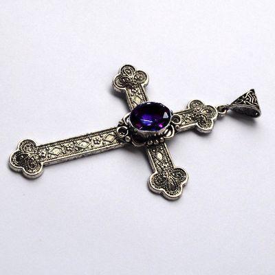 Cx 3209a pendentif croix chretienne amethyste crucifix achat vente bijou argent 925