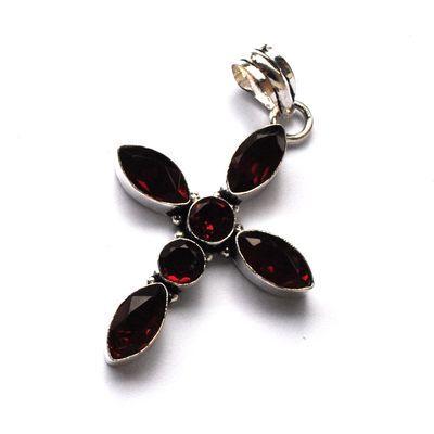 Cx 3213a croix pendentif crucufix grenat 10gr 40x30mm gothique chretienne bijoux achat vente