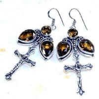 Cx 3214b boucles croix crucifix oreilles topaze blanche cristal argent 925 vente achat