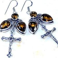 Cx 3214c boucles croix crucifix oreilles topaze blanche cristal argent 925 vente achat