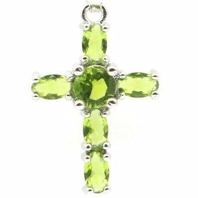 Cx 3229b croix crucifix pendentif pendant peridot vert argent 925 vente achat