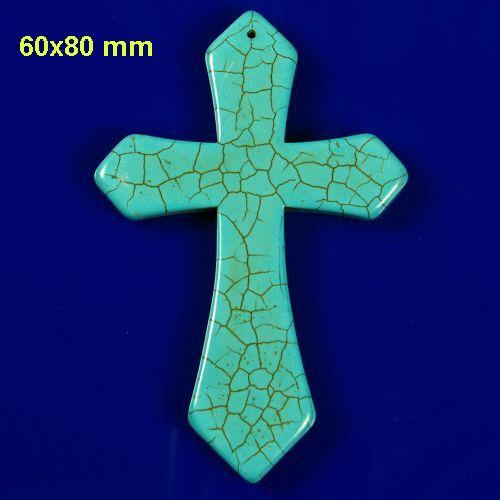 Cx 3232a croix chretienne crucifix 60x80mm blue turquoise pendant achat vente