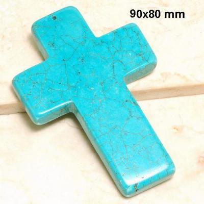 Cx 3233b croix chretienne crucifix 60x80mm blue turquoise pendant achat vente
