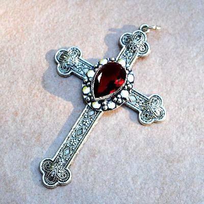 Cx 5602a pendentif croix chretienne grenat 14gr crucifix achat vente bijou argent 3 