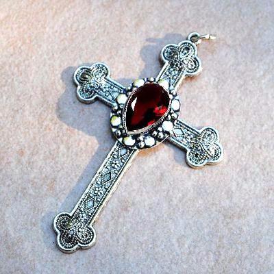 Cx 5602a pendentif croix chretienne grenat 14gr crucifix achat vente bijou argent 3