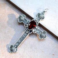 Cx 5602a pendentif croix chretienne grenat 14gr crucifix achat vente bijou argent