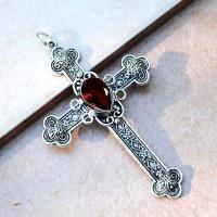 Cx 5602b pendentif croix chretienne grenat 14gr crucifix achat vente bijou argent