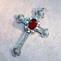 Cx 5607a pendentif croix chretienne grenat 14gr crucifix achat vente bijou argent 3 