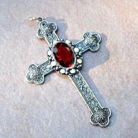 Cx 5607b pendentif croix chretienne grenat 14gr crucifix achat vente bijou argent 3 