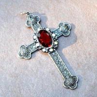 Cx 5607b pendentif croix chretienne grenat 14gr crucifix achat vente bijou argent 3