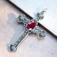 Cx 5609a pendentif croix chretienne rubis 14gr crucifix achat vente bijou argent