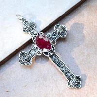 Cx 5609c pendentif croix chretienne rubis 14gr crucifix achat vente bijou argent
