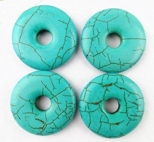 Don 005a donut turquoise woolite 17gr diam 40x7mm vente perles pendentif ethnique 1