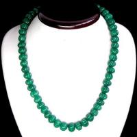 Em 0029 collier parure 1rang 46xperles lanternes emeraude 8 x 12mm 1 