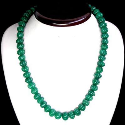 Em 0029 collier parure 1rang 46xperles lanternes emeraude 8 x 12mm 1