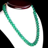 Em 0029 collier parure 1rang 46xperles lanternes emeraude 8 x 12mm 2 