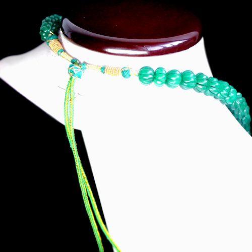 Em 0029 collier parure 1rang 46xperles lanternes emeraude 8 x 12mm 3