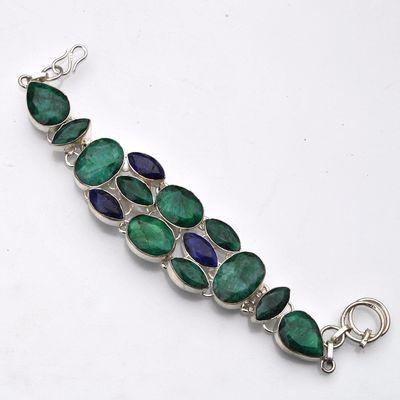 Em 0082b bracelet emeraude saphie 210x25 bijou argent 925 1 