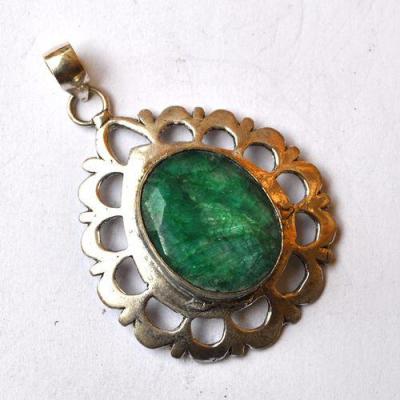 Em 0107 pendant pendentif emeraude 60x40mm 16gr argent 925 3