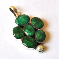 Em 0108 pendant pendentif emeraude 60x30mm 14gr argent 925 2