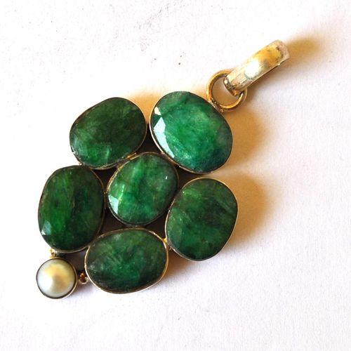 Em 0108 pendant pendentif emeraude 60x30mm 14gr argent 925 3