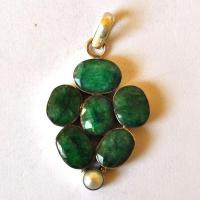 Em 0108 pendant pendentif emeraude 60x30mm 14gr argent 925 4