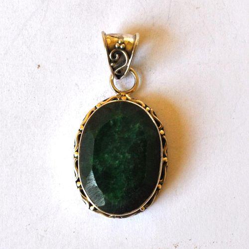 Em 0110 pendant pendentif emeraude 20x25mm 10gr argent 925 5