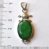 Em 0112 pendant pendentif emeraude perle 18x22mm 8gr argent 925 1