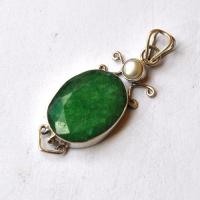 Em 0112 pendant pendentif emeraude perle 18x22mm 8gr argent 925 2