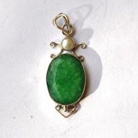 Em 0112 pendant pendentif emeraude perle 18x22mm 8gr argent 925 3