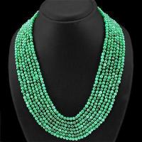Em 0139 collier parure sautoir emeraudes 7 rangs perles 4mm 86gr achat vente bijoux ethniques 1