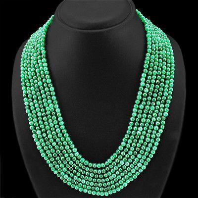 Em 0139 collier parure sautoir emeraudes 7 rangs perles 4mm 86gr achat vente bijoux ethniques 1