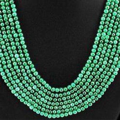 Em 0139 collier parure sautoir emeraudes 7 rangs perles 4mm 86gr achat vente bijoux ethniques 2